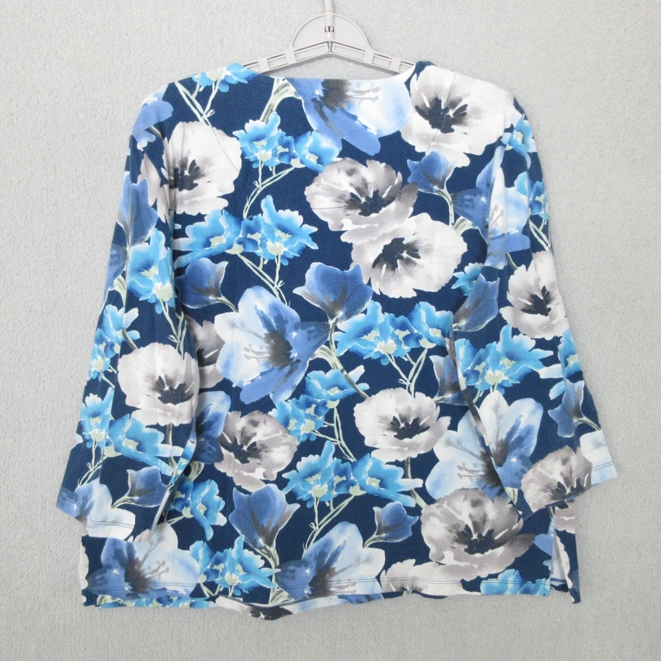 Top Alfred Dunner Estampado Floral Manga 3/4 Azul Marino Gris Blanco Para Mujer 1X Foto 2 de 4