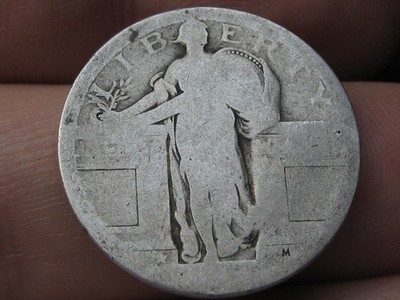 Dateless Silver Standing Liberty Quarter, Type 1 Variety Minted in 1916 and 1917