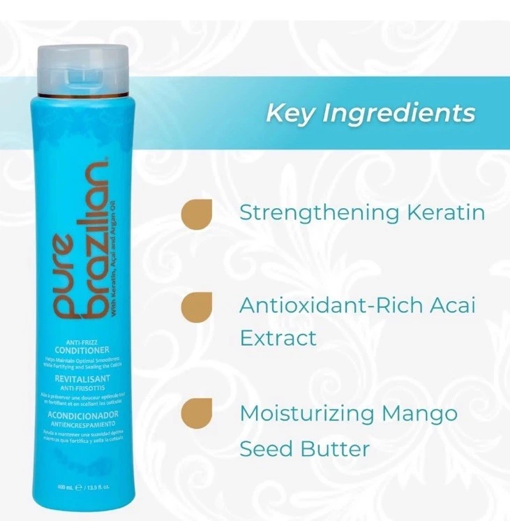 Pure Brazilian Anti-Frizz Daily Conditioner 13.5 Fl Oz Free Shipping! - Image 3 of 4