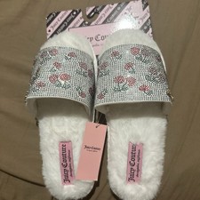 Juicy Couture Women's Slide Slippers Faux Fur