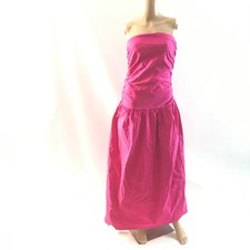 PrettyLittlething Fuschia Stretch Woven Bandeau Ruched Maxi Dress US 6 Long Pink