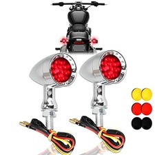 2pcs Chrome Bullet 15 LEDs Motorcycle Turn Signal Lights Front and Chrome 2