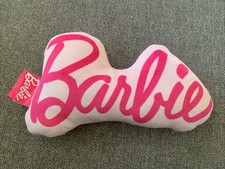 Barbie Logo Script Shaped Pink Plush Pillow 11 X 6 Mattel