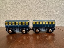 Polar Express Wooden Train Passenger Cars Lot of 2 Warner Bros 2007 Vintage