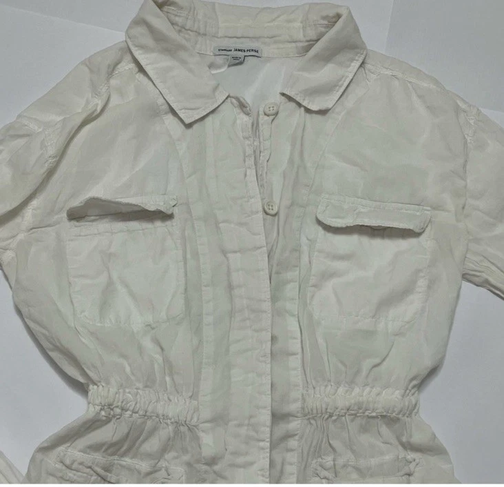 Camisa blanca estándar James Perse para mujer con cuello manga larga con botones talla 3 Foto 2 de 4