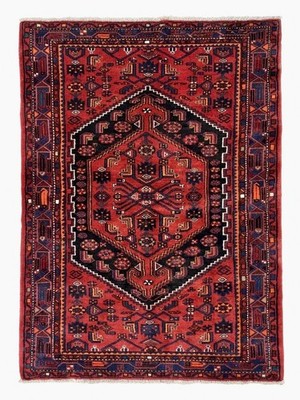 5x7 Vintage Zanjan Tribal Geometric Hand Knotted Wool Oriental Rug Black Boho
