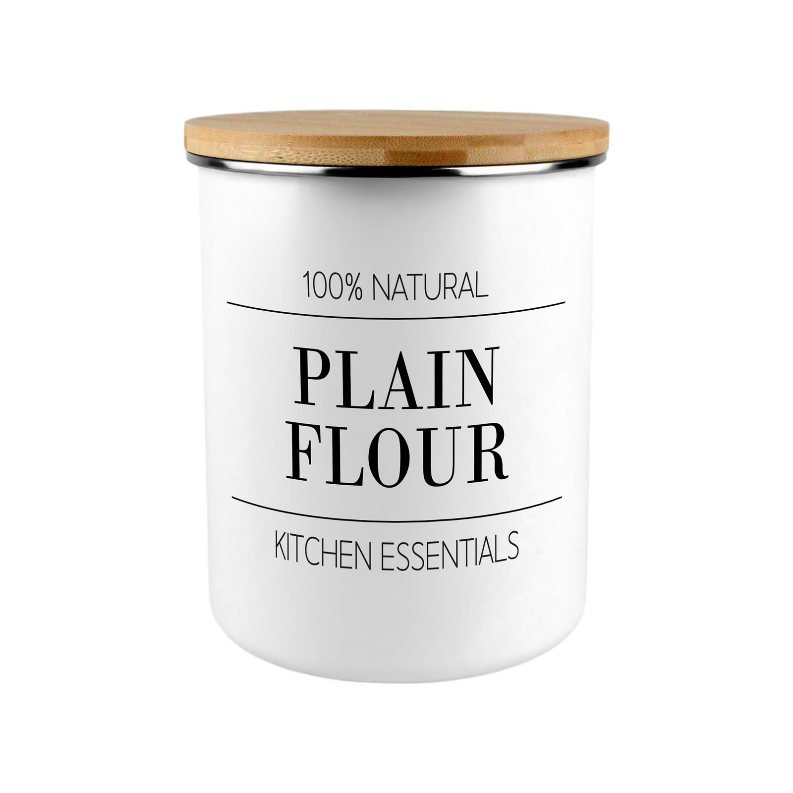Minimalist Plain Flour Canister - Kitchen Large Enamel Food Storage Jar Gift