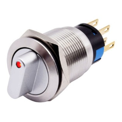 Waterproof 3 Position 19mm Self Locking Selector Switch with Silver Contacts