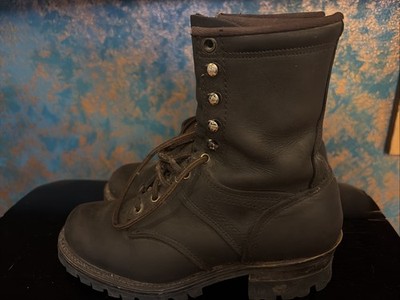 black leather logger work boots Women s 6 