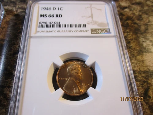 1946-D LINCOLN CENT NGC MS 66 RD    054