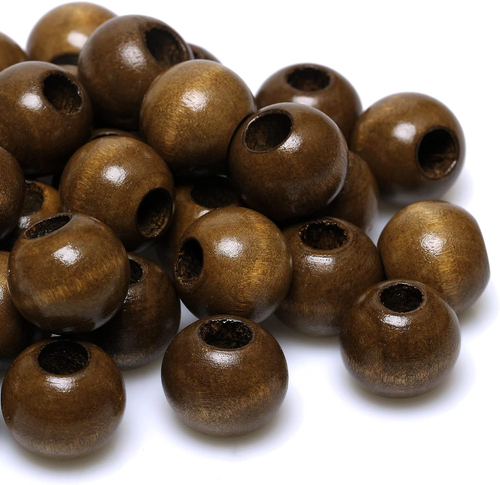 50Pcs 20Mm Wood Beads Large Hole Wooden Macrame Beads with Large Hole Brown - Picture 7 of 11
