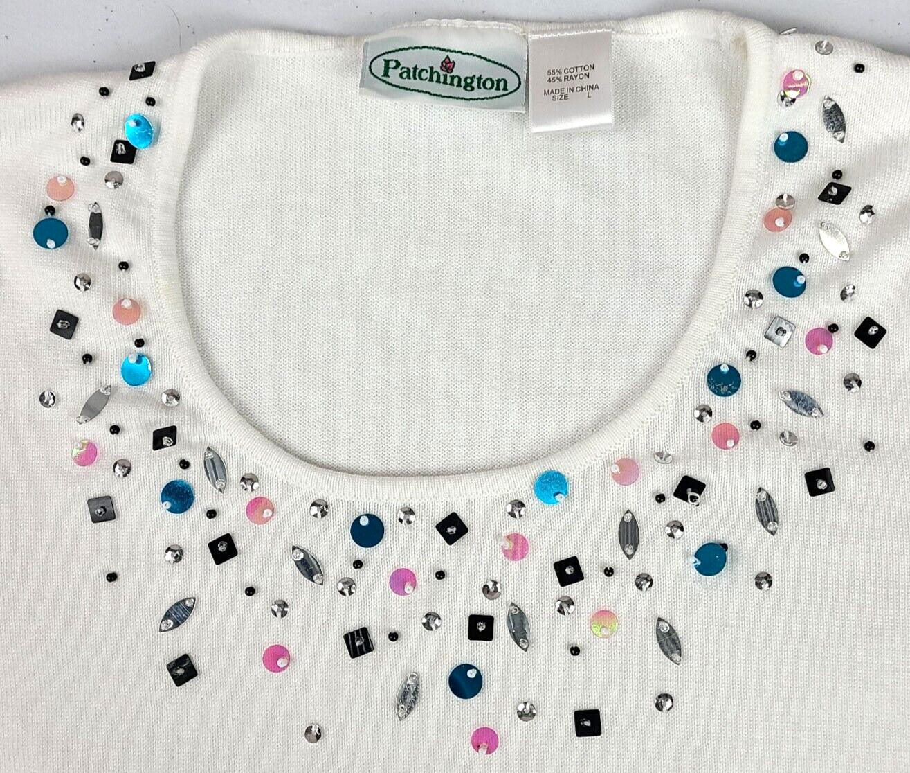 Patchington White Glitter Beads Sequin Sparkle Kn… - image 3