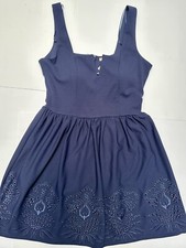 NWT Francescas Mi Ami dress EMBROIDERED EYELET STRETCH LINED BLUE MEDIUM