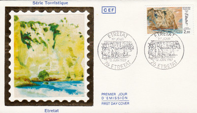 Briefumschlag 1. Tag First Day Briefmarke 1987 Klippen ETRETAT nach DELACROIX 1