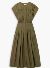 $115 Ulla Johnson Women's Green Charlie Drop Waist Cotton Midi Dress Size 00