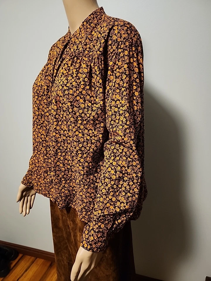 Blusa para mujer Studio Sanderson X Uniqlo de algodón manga larga estampado floral talla S Foto 4 de 4