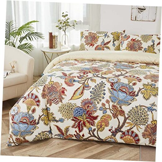 Vintage Luxury Flower Leaves Size Bedding Set 4Pcs Duvet Queen Colorful Baikal