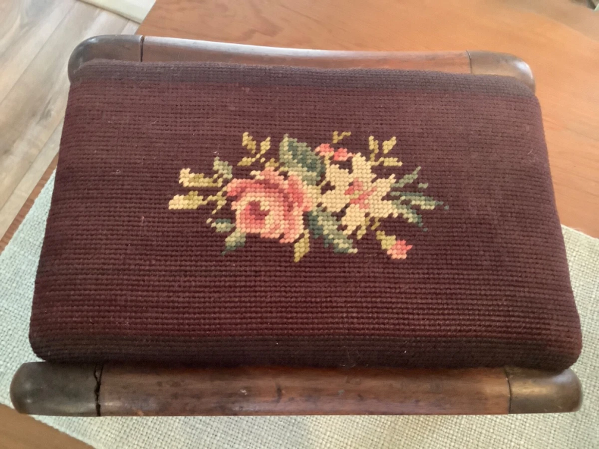 Antique needlepoint footstool deals