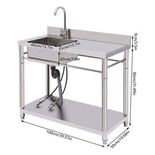 1 Compartment Commercial Sink Kitchen Utility Sink Prep Table Stainless Steel