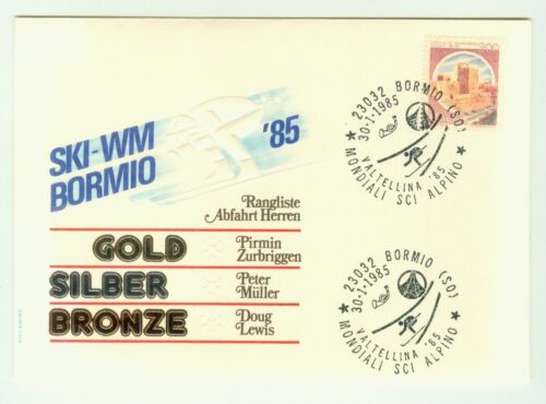 Italy 1985 SKI-WM BORMIO Sports Cover, Alpine Skiing Cancels, Gold/Silver/Bronze