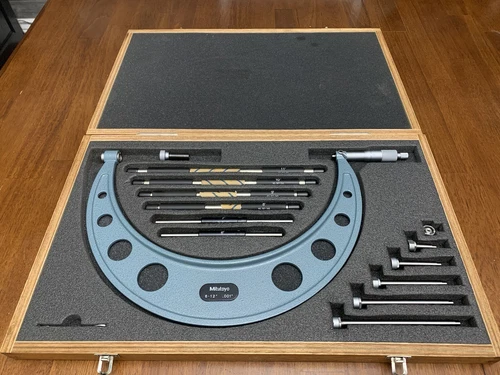 Mint ** 6-12 Mitutoyo Micrometer Set Model 104-138 Interchangeable Anvils 
