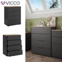 Sideboard Betti Anthrazit Sonoma 80 X 102 Cm 4 Schubladen Vicco