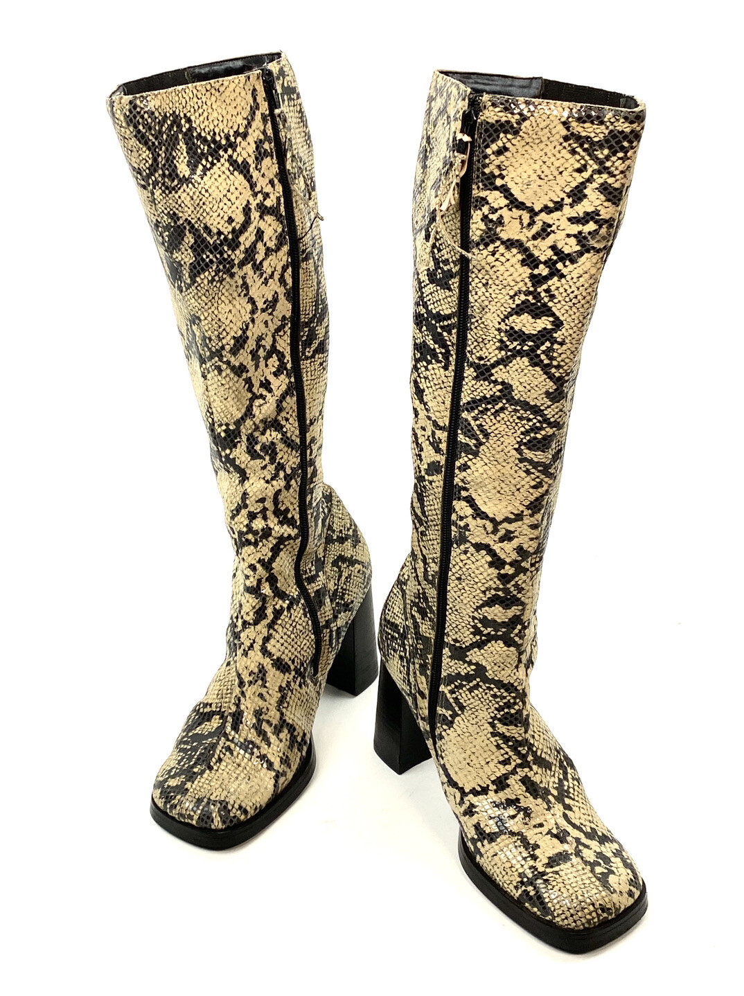chunky snakeskin boots