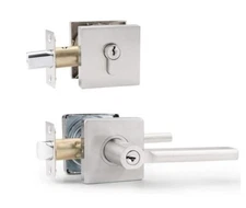 Knobelite Door Handles for Closets, Single Side Lever Satin Nickle DL1602ET Keys