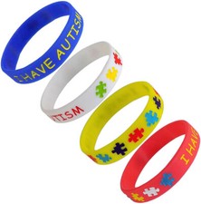 4x I Have Autism Medical Alert Bracelets Survival Silicone Wristbands Child Size