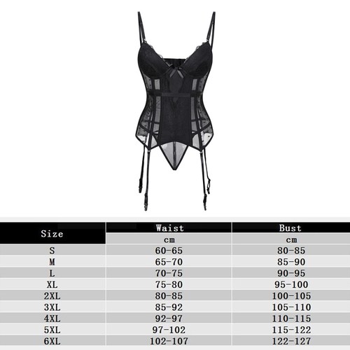 Damen Sexy Spitze Netz Bustier Korsett Strumpfband Gürtel Durchsichtig Dessous Turnanzug - Bild 2 von 15