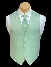 Men's Jean Yves Cooper Green Tuxedo Vest  Long Tie Wedding Groom Prom