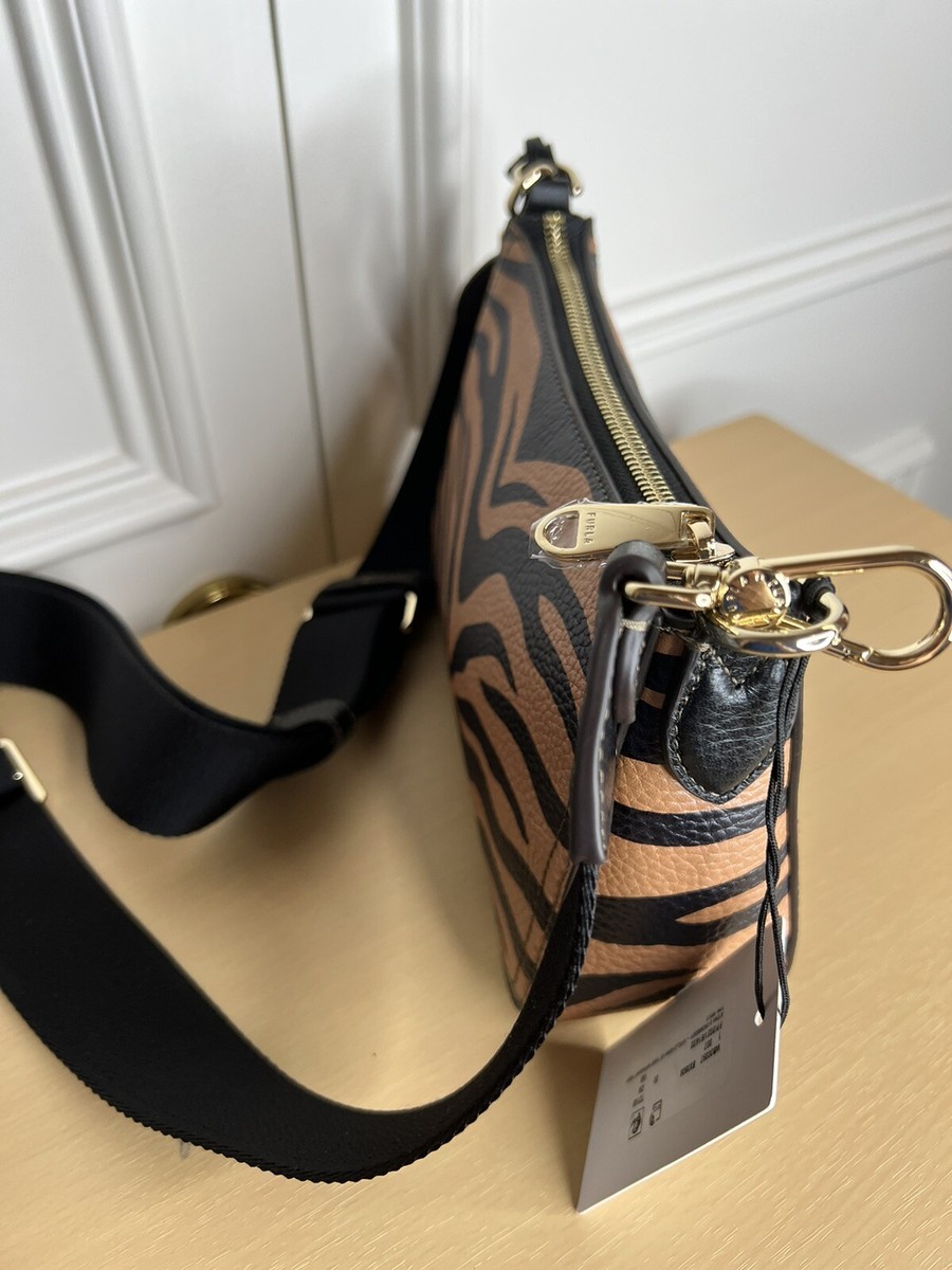 Nwt Furla Atena Tiger Stripe Leather Crossbody or Clutch