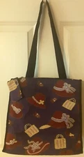 Red Hat Society Tapestry Tote Bag Purse Zip Top, 2 Ouside Pockets & Coin Holder
