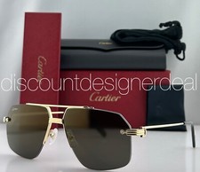 Cartier CT0426S 001 Square Sunglasses Gold Gray Gold Flash Lens 60mm Men NEW
