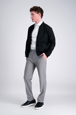 haggar premium comfort dress pant slim fit Haggar Grey Premium Comfort 4-Way Stretch Slim Fit Flat Front Dress Pants