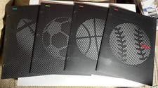 Set of 4 NEW FIVE STAR PORTFOLIO/FOLDERS FOOTBALL BASEBALL SOCCER BASKETBALL FUN