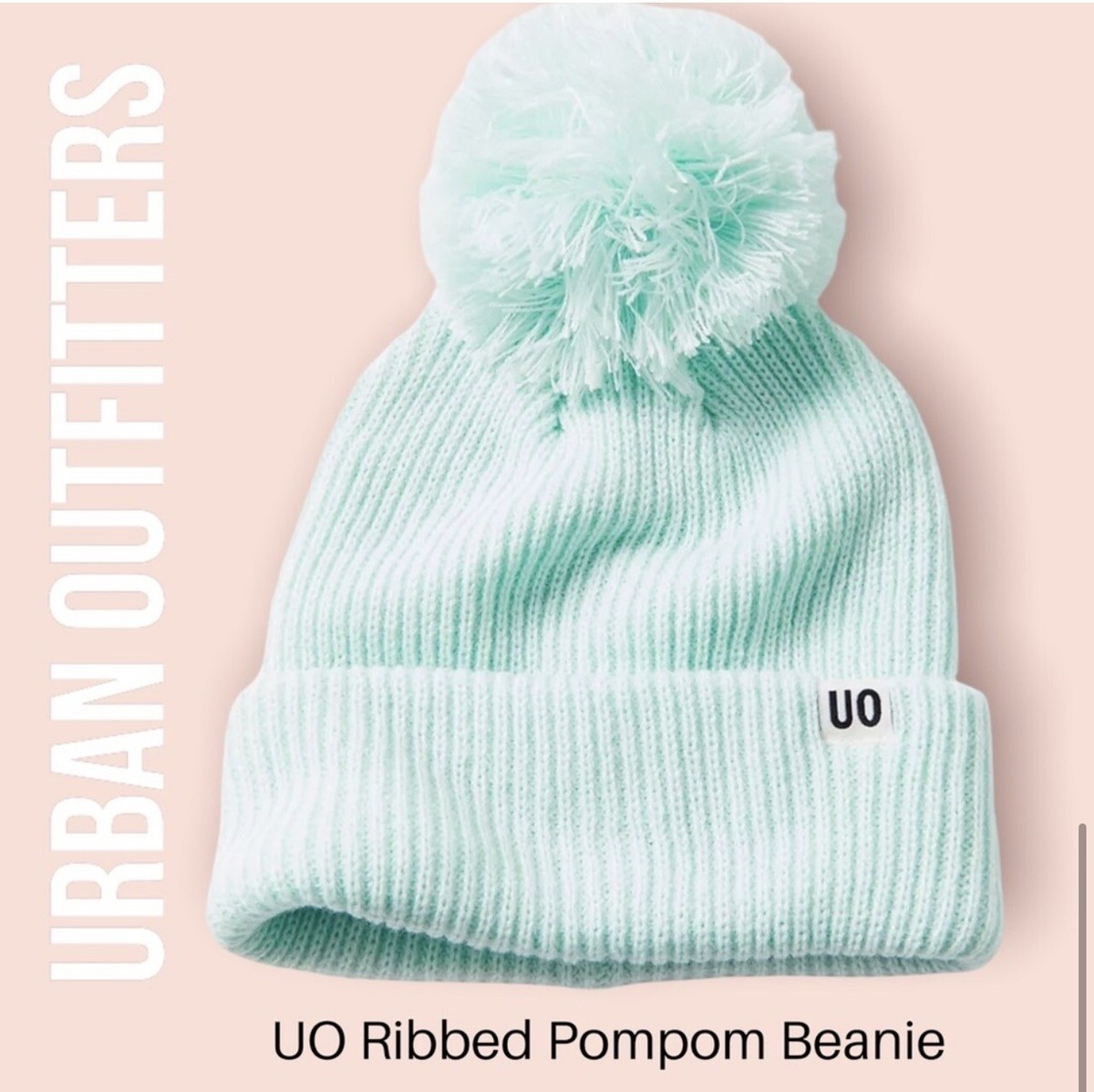 Urban Outfitters UO Ribbed Pompom Green Mint Beanie New With  display picture 2