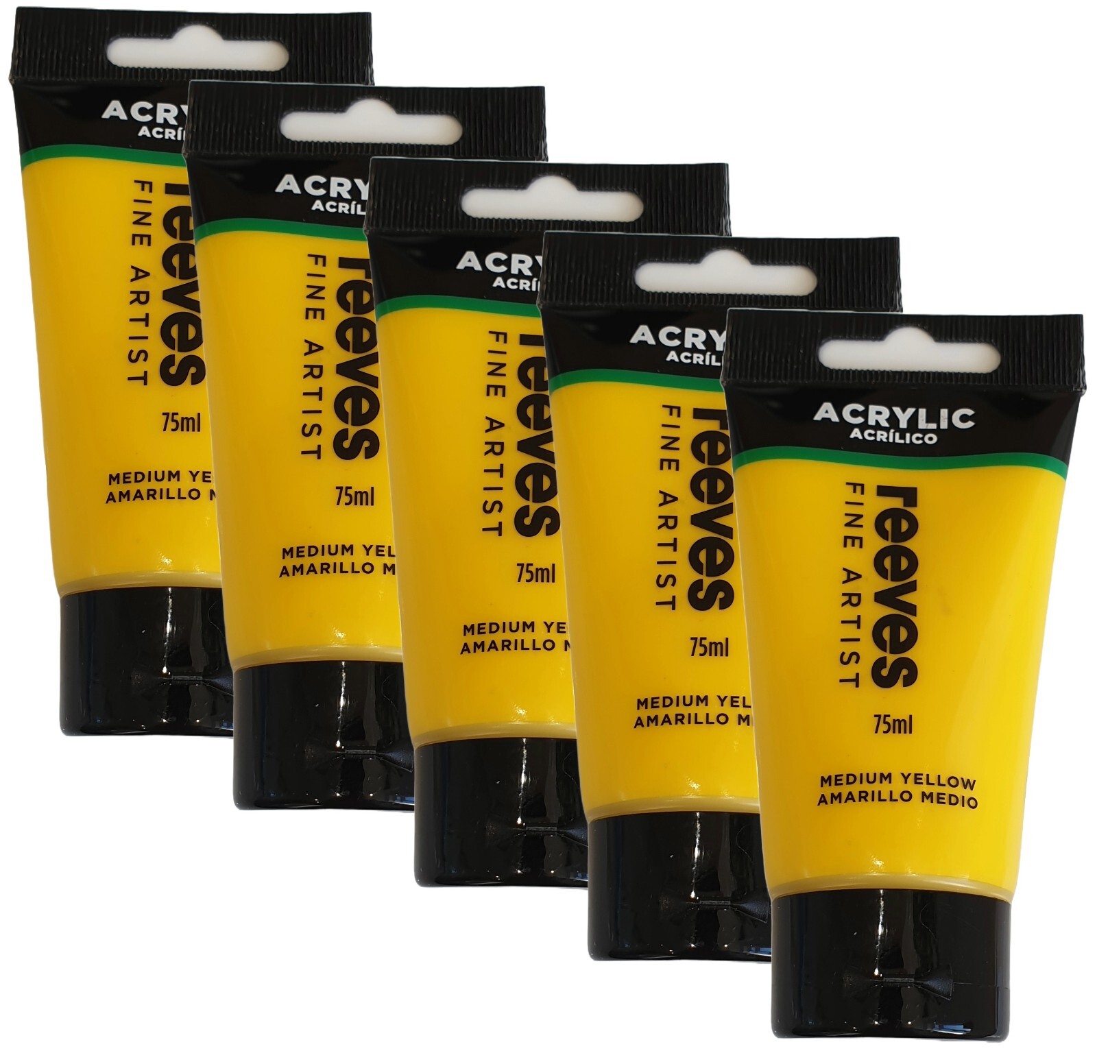 Reeves Acrylic Paint Set Yellow 5 Tubes of 75ml Bulk Buy 375ml Artist