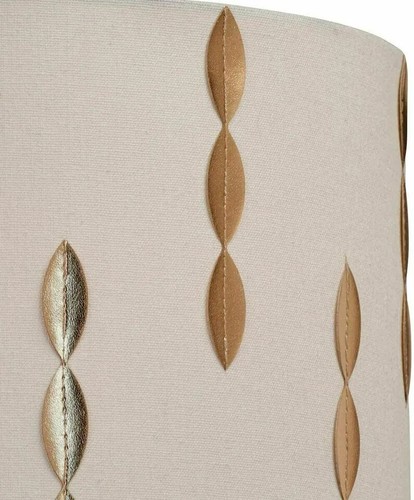 12" CREAM & GOLD DRUM METALIC LEAVES LOUIE PENDANT CEILING LIGHT SHADE - Picture 2 of 3