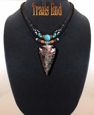 TRIBAL Leather STONE ARROWHEAD Adjustable 32'' Necklace Turquoise HOT! FREE SHIP'