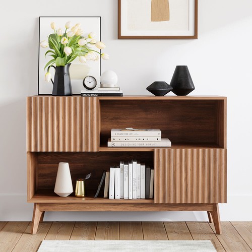 Kommode Anrichte 100 cm Sideboard 2 Türen und 2 Fächer Holzwerkstoff Bodengleich - Bild 51 von 51