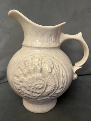 Vintage McCoy Large Ceramic Turkey Pattern 64oz Thanksgiving Fall Pitcher