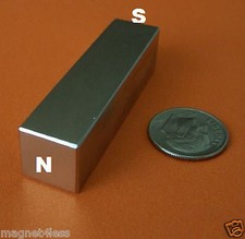 2 RARE EARTH 1/2 IN X 1/2 IN X 2 IN LONG NEODYMIUM BAR MAGNET N42
