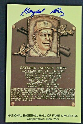 Gaylord Perry Giants HOF Autographed Hall of Fame Plaque Signed