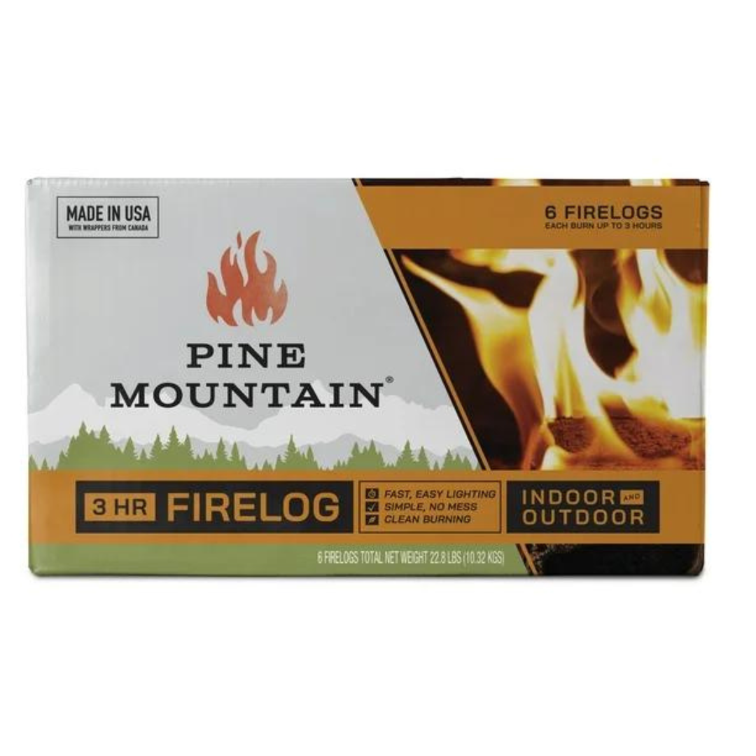 Pine Mountain Traditional 3Hour Firelogs, Long Burning Fire Log 6 Pack