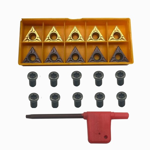 10pc TCMT32.51 TCMT16T304 Carbide Inserts External Turning Inserts+ M4x10 Screws - Picture 6 of 7