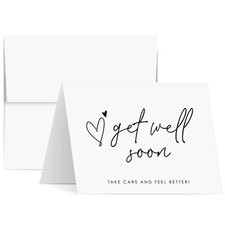 Get Well Soon Greeting Cards and Envelopes w/ Message Inside, A2 Size, 25 Qty
