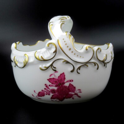Herend Porzellan Henkelkorb Serie Apponyi Purpur Chinese Bouquet Purple 7457/AP