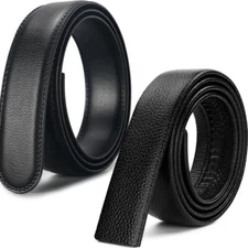 3.5mm 1.38" Width Men Automatic Real Leather Ratchet Belt Strap Jeans Waistband