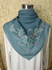 Square Scarf Hijab – Cotton Chiffon Lightweight Head Wrap Shawl- Teal